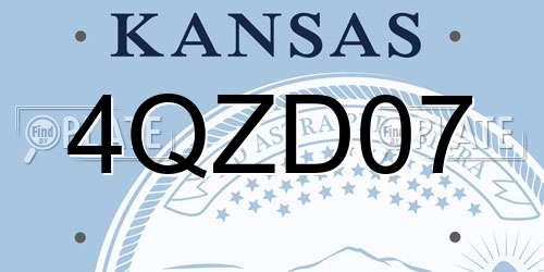 4QZD07 Kansas License Plate