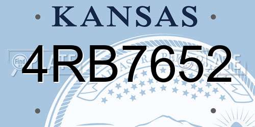 4RB7652 Kansas License Plate