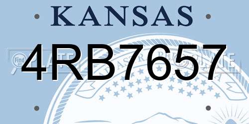 4RB7657 Kansas License Plate