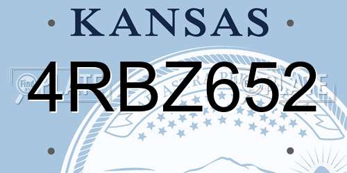 4RBZ652 Kansas License Plate