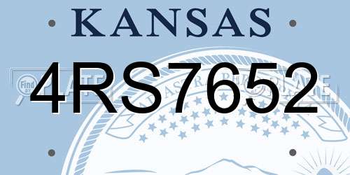4RS7652 Kansas License Plate