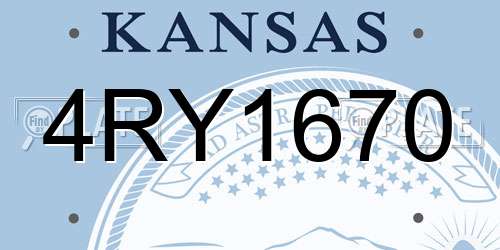 4RY1670 Kansas License Plate