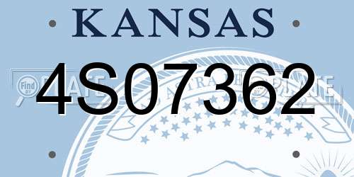 4S07362 Kansas License Plate