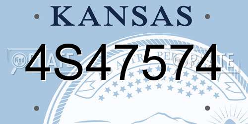 4S47574 Kansas License Plate
