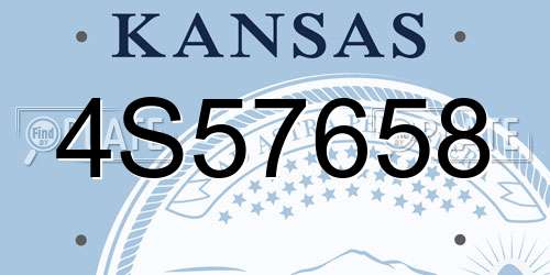 4S57658 Kansas License Plate