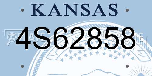 4S62858 Kansas License Plate