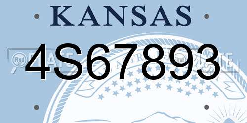 4S67893 Kansas License Plate