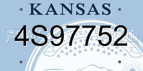 4S97752 Kansas License Plate