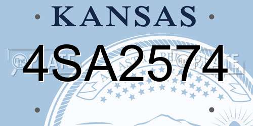 4SA2574 Kansas License Plate