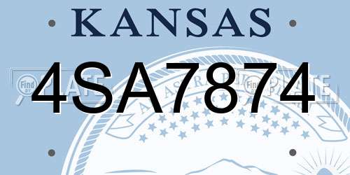 4SA7874 Kansas License Plate