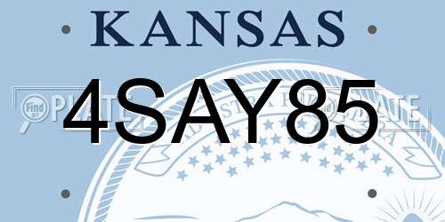 4SAY85 Kansas License Plate