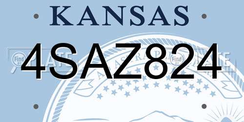 4SAZ824 Kansas License Plate