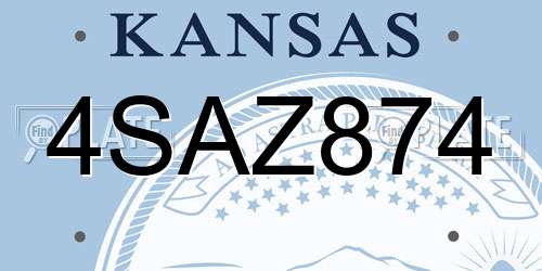 4SAZ874 Kansas License Plate