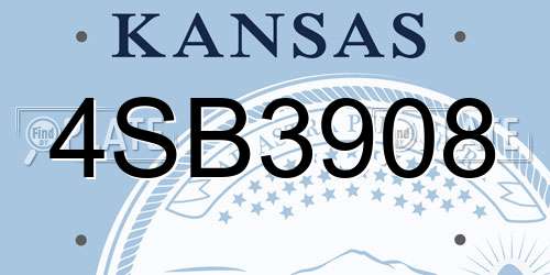 4SB3908 Kansas License Plate