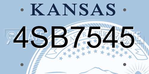 4SB7545 Kansas License Plate