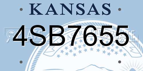 4SB7655 Kansas License Plate