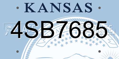 4SB7685 Kansas License Plate