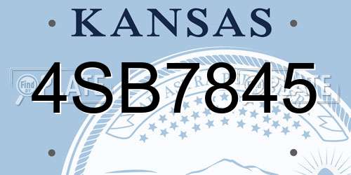 4SB7845 Kansas License Plate