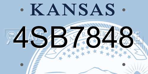 4SB7848 Kansas License Plate