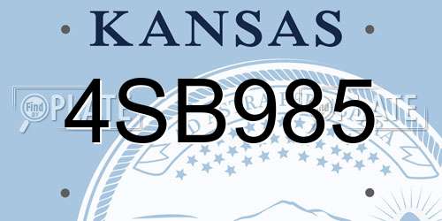 4SB985 Kansas License Plate