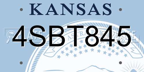 4SBT845 Kansas License Plate