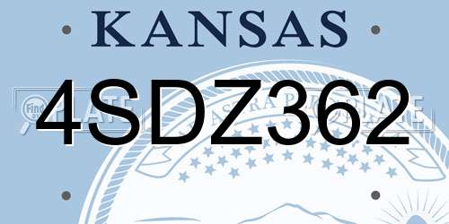 4SDZ362 Kansas License Plate