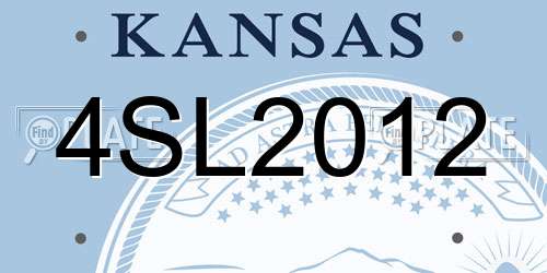 4SL2012 Kansas License Plate