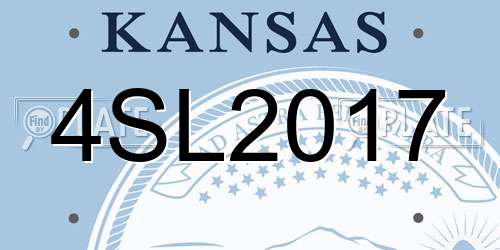 4SL2017 Kansas License Plate
