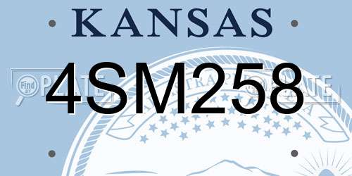 4SM258 Kansas License Plate