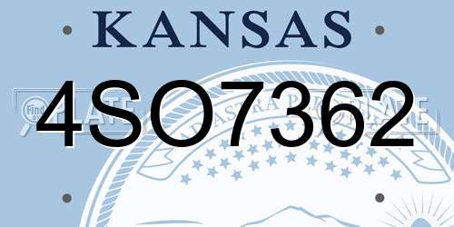4SO7362 Kansas License Plate