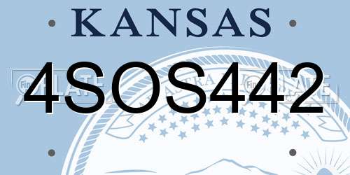 4SOS442 Kansas License Plate