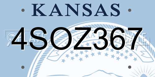 4SOZ367 Kansas License Plate