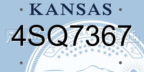 4SQ7367 Kansas License Plate