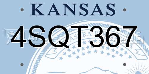 4SQT367 Kansas License Plate