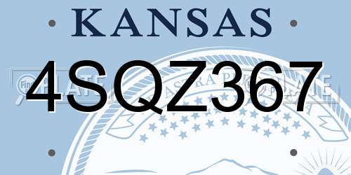 4SQZ367 Kansas License Plate