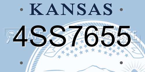 4SS7655 Kansas License Plate