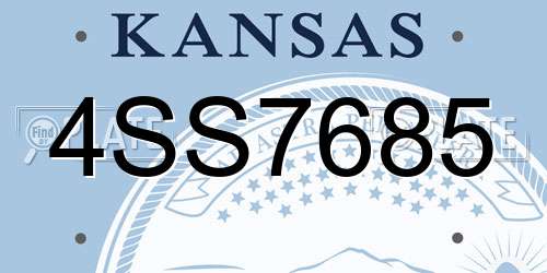 4SS7685 Kansas License Plate