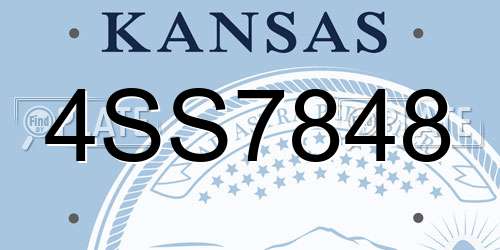 4SS7848 Kansas License Plate