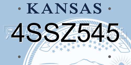 4SSZ545 Kansas License Plate