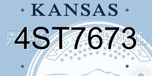 4ST7673 Kansas License Plate