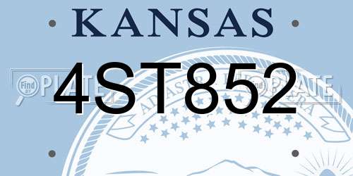4ST852 Kansas License Plate