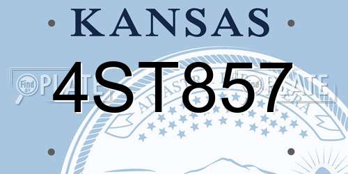 4ST857 Kansas License Plate