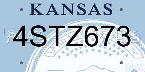 4STZ673 Kansas License Plate