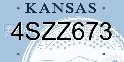 4SZZ673 Kansas License Plate