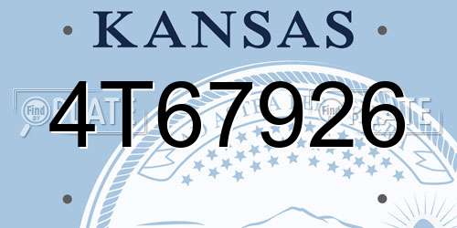4T67926 Kansas License Plate