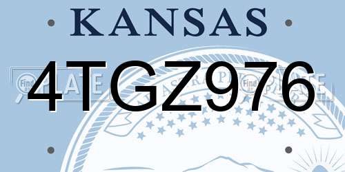 4TGZ976 Kansas License Plate