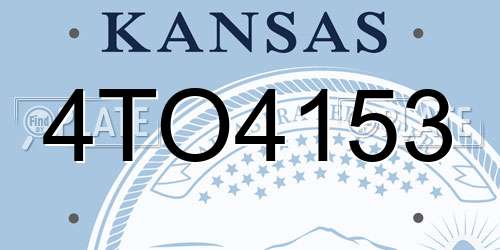 4TO4153 Kansas License Plate