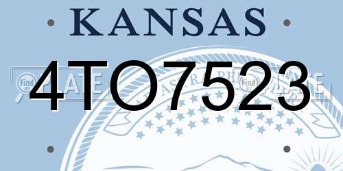 4TO7523 Kansas License Plate