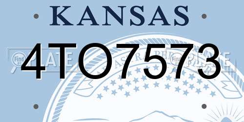 4TO7573 Kansas License Plate