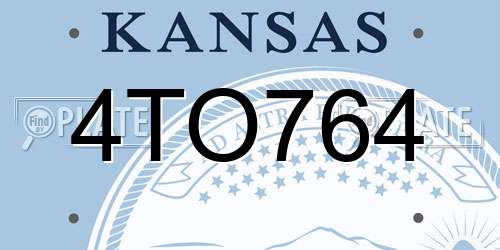 4TO764 Kansas License Plate